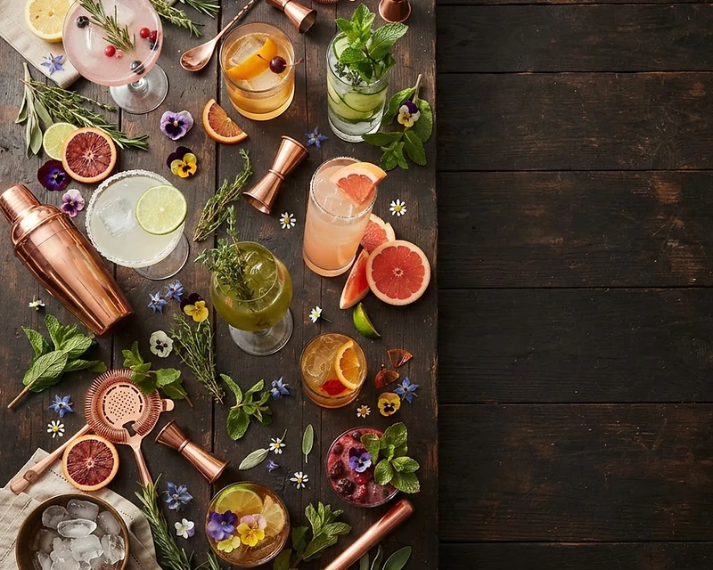 An elegant spread of craft cocktails and mocktails