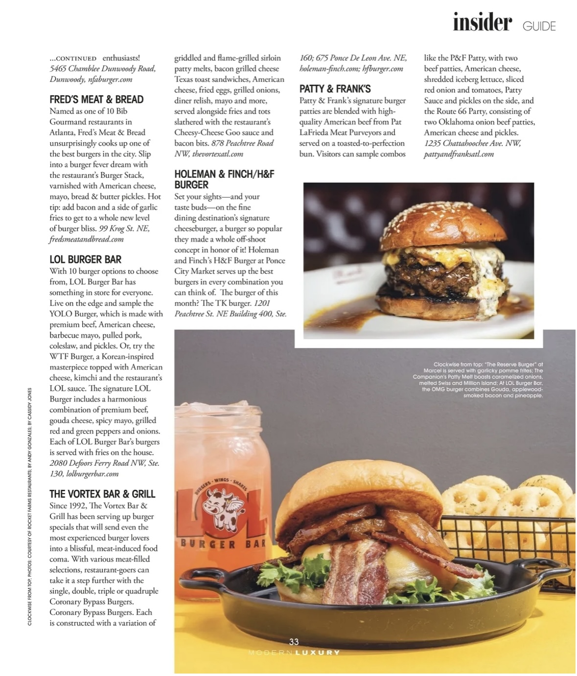 Insider Guide feature on LOL Burger Bar