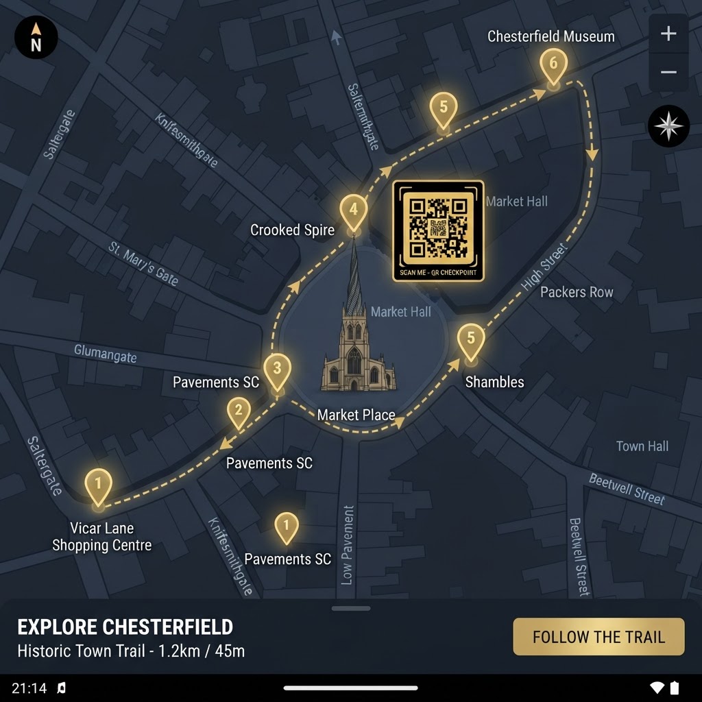 Chesterfield town centre quest map