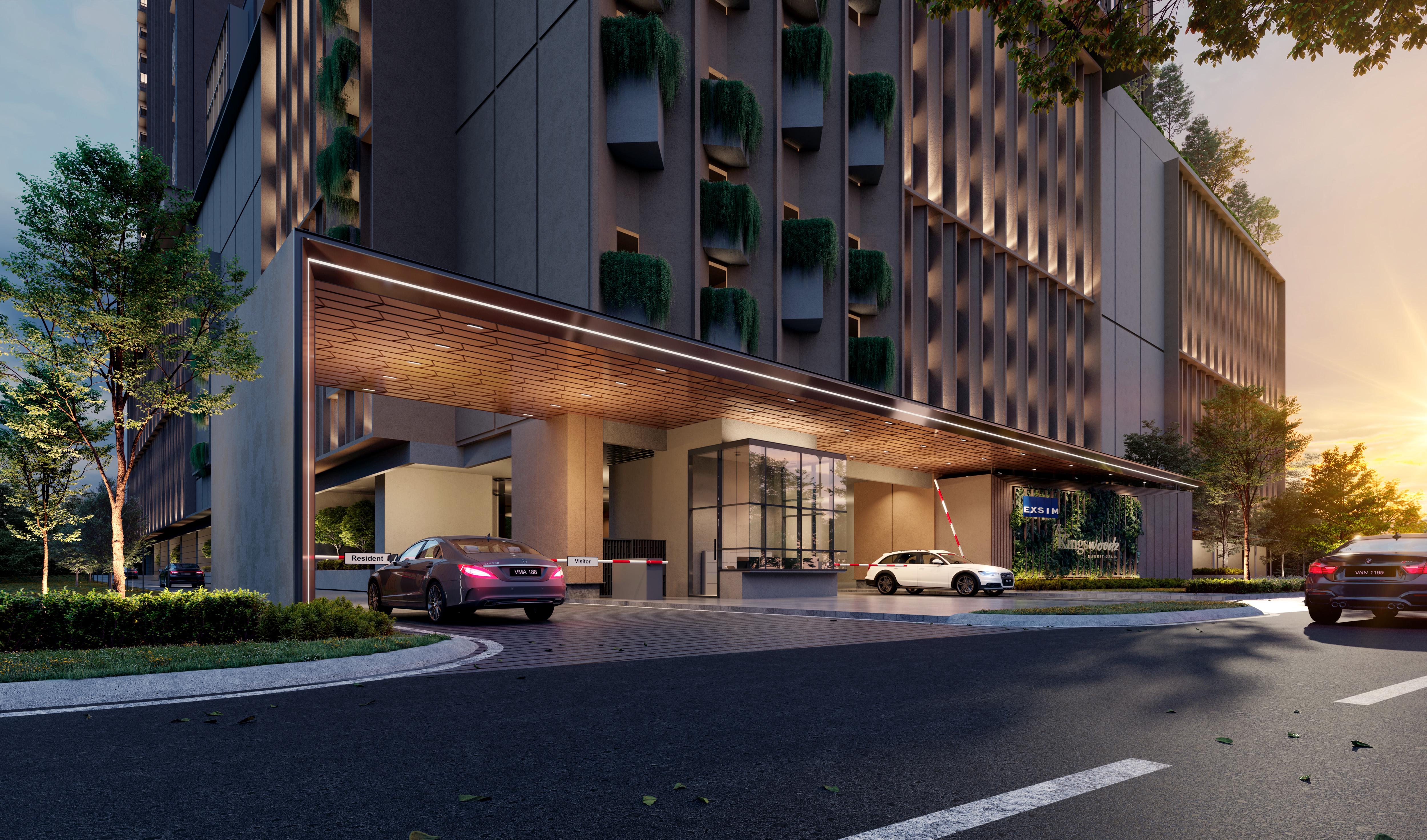 The Kingswoodz Bukit Jalil by EXSIM — luxury verdant oasis condominium towers at twilight