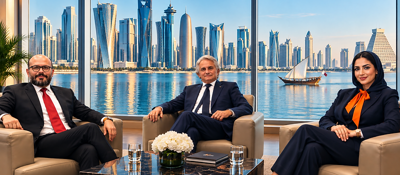 Highpro International executives in Doha lounge