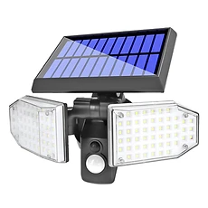 Projecteur solaire extérieur à 3 têtes orientables avec détecteur de mouvement.
