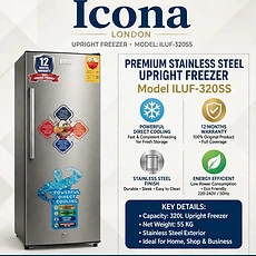 Congélateur Vertical 320L  Icona London (9 Tiroirs) • Capacité : 320 Litres Garantie : 12 mois 