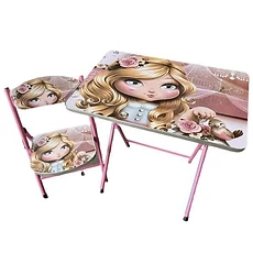 Table et Chaise Pliante Fillette Rose