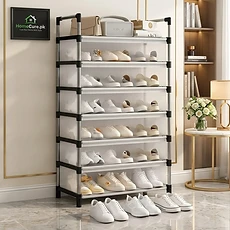 Étagère à chaussures modulable à 7 niveaux avec portes anti-poussière