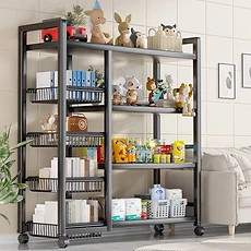 Étagère de rangement métallique multifonctionnelle à roulettes