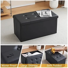 Pouf coffre de rangement pliable