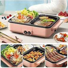 Gril Barbecue et Marmite Hot Pot Électrique 2-en-1