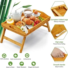 Plateau de service multifonctionnel 100% en bambou