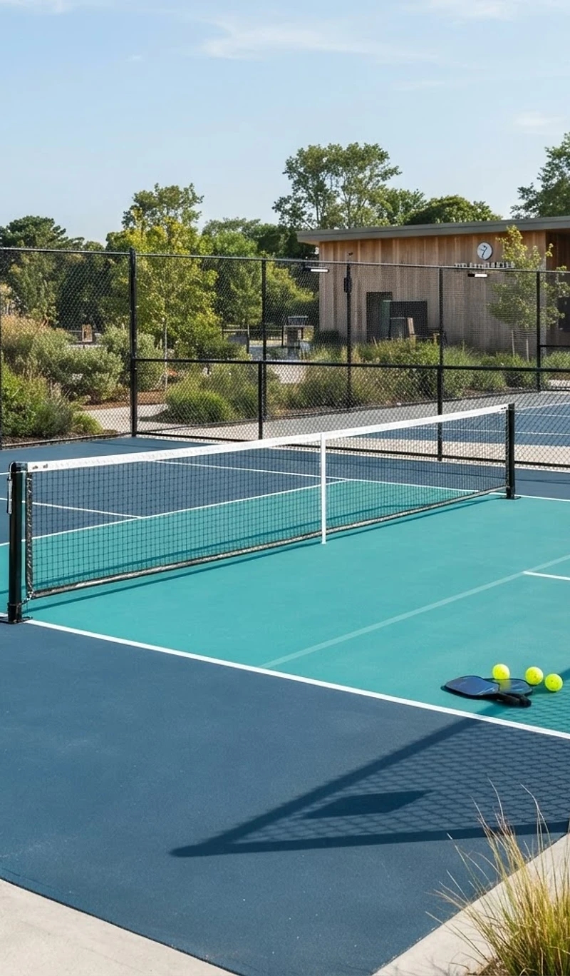 Quadra de pickleball profissional em piso acrílico construída pela JV Quadras