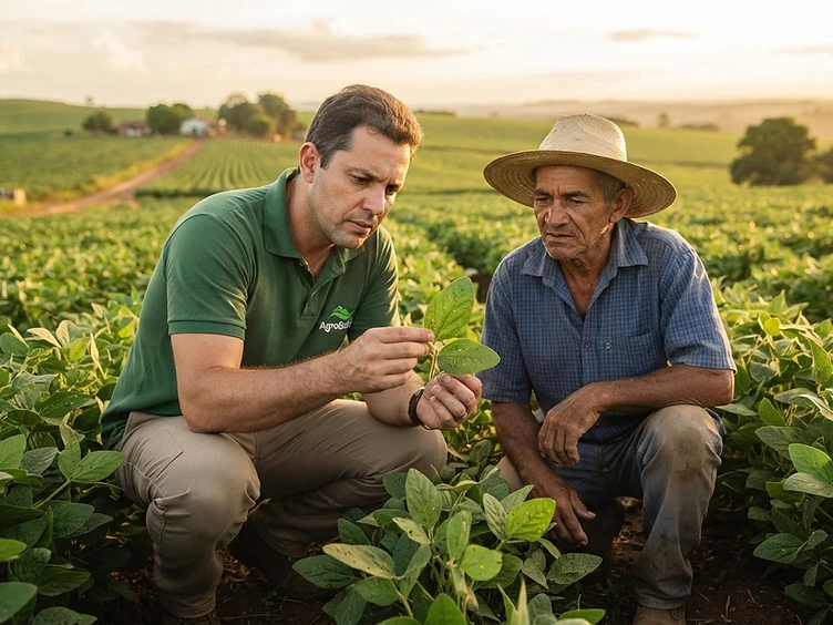 Agrônomo da S2 AGRO avaliando lavoura no campo em Cruz das Almas