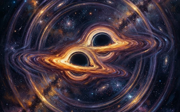 Illustration for: A Gravitational Crescendo: Cosmic Wave Catalog Expands Our View of Black Hole Collisions