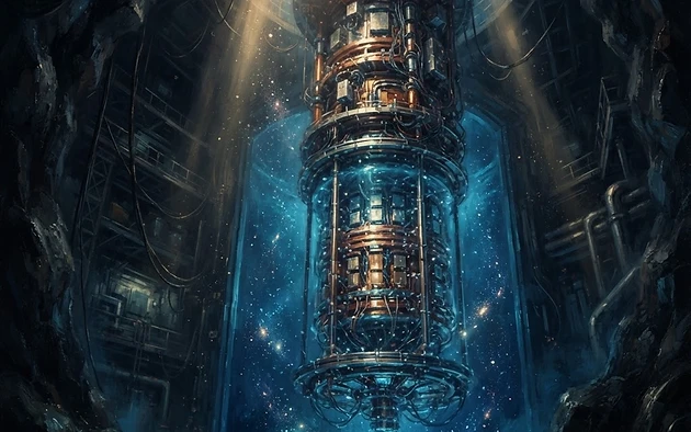 Illustration for: A Whisper from the Cosmic Shadows: LZ Detector Glimpses Tantalizing Hints of Dark Matter