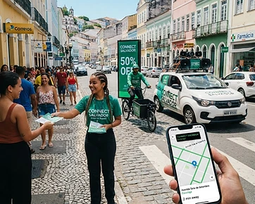 Composição de mídia móvel MovyMídias: bike de propaganda, carro de som, divulgador e mapa