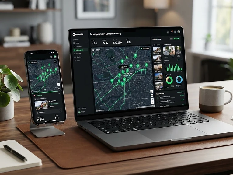 Dashboard da MovyMídias com mapa, rota e acompanhamento de campanha