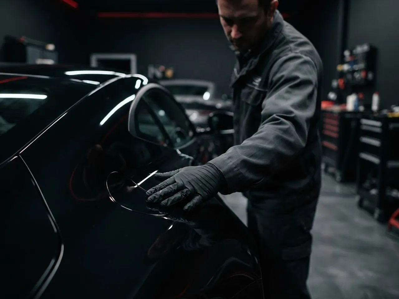 Technician performing a final quality-control check on a finished repair