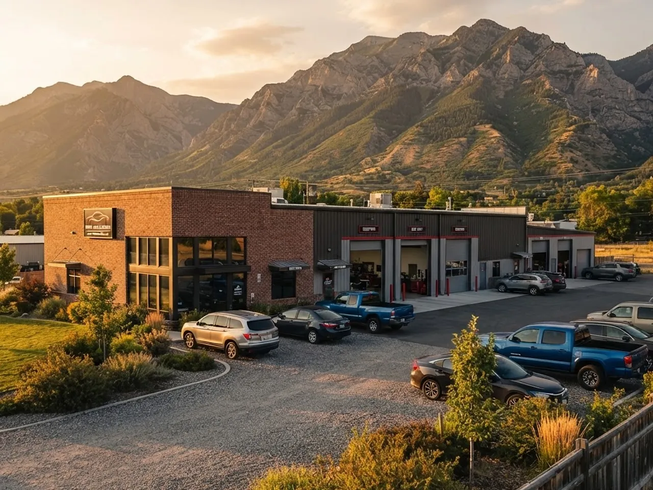 Legacy Collision Center — a clean, family-owned collision repair facility exterior with a mountain backdrop