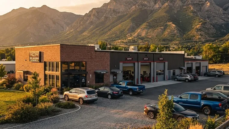 Legacy Collision Center — a clean, family-owned collision repair facility exterior with a mountain backdrop