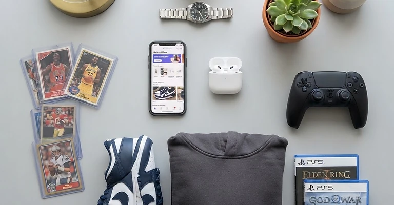 A variety of items to buy, sell, and trade — electronics, clothing, sports cards, cars, video games, and home goods