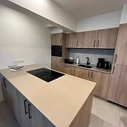 Kitchen island with induction hob