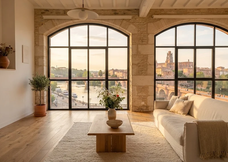 Intérieur lumineux d'un appartement rénové à Albi