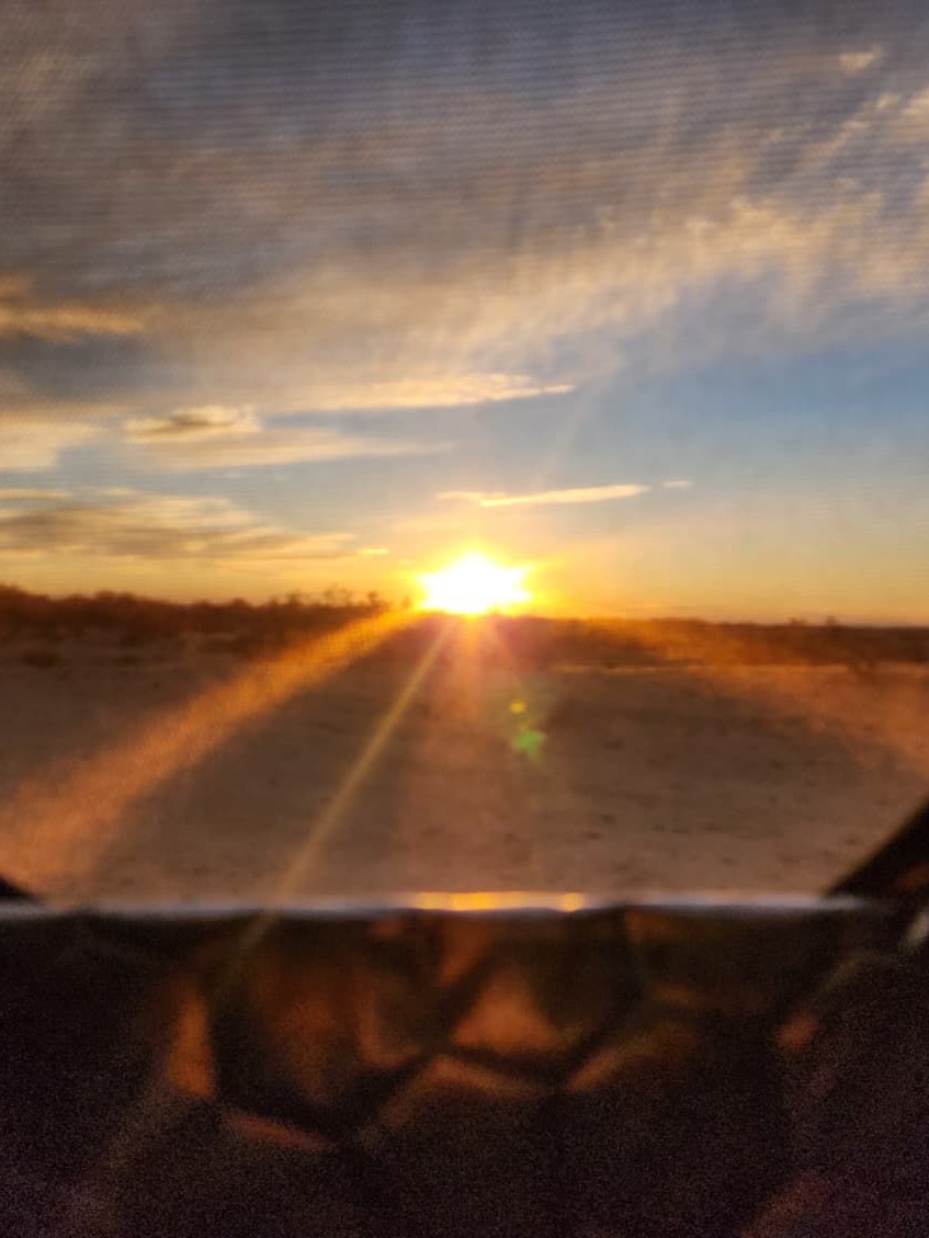 SUNRISE VIEWED FROM INSIDE THE BASECAMP HABITAT