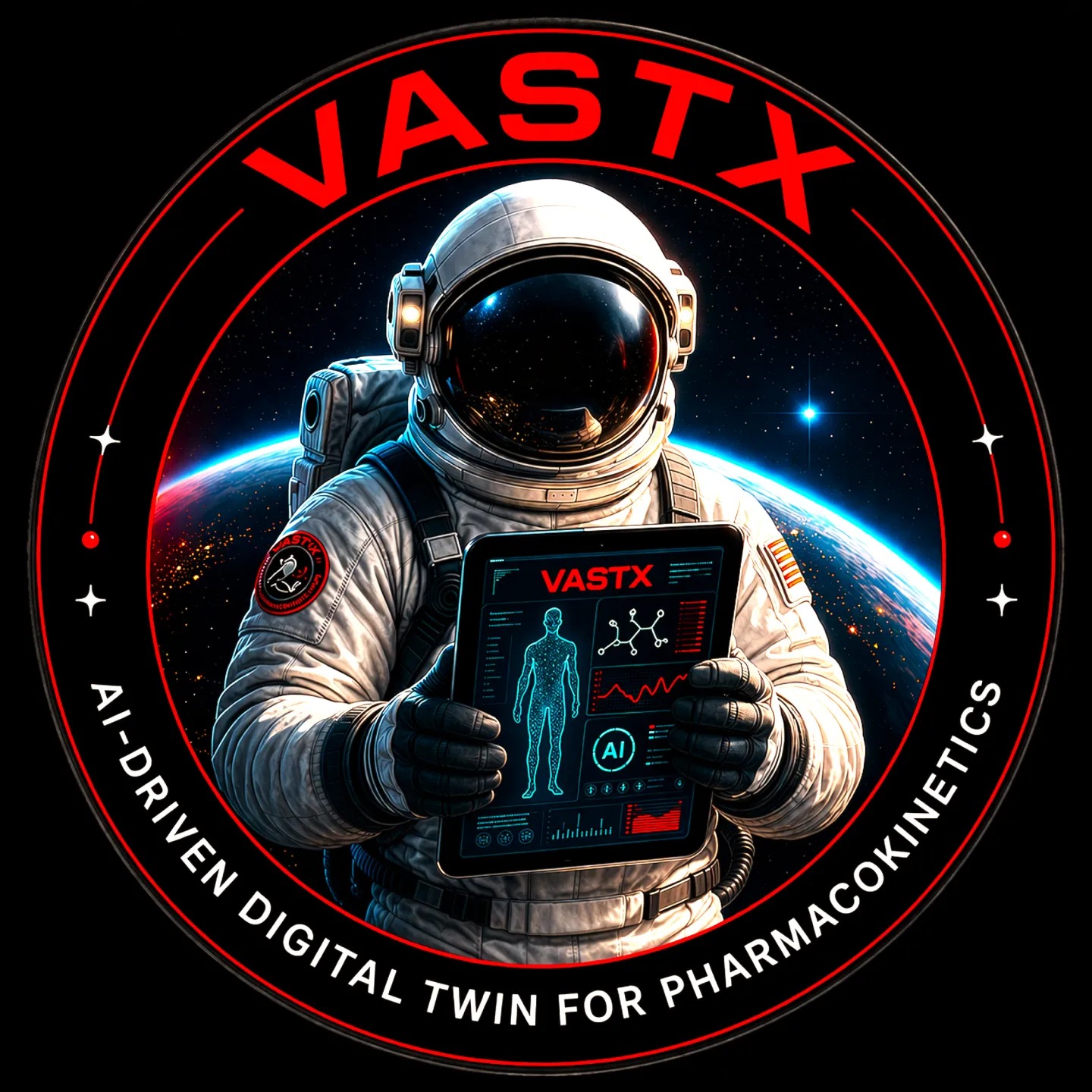 Visual representation of VASTX: AI-Driven Digital Twin for Precision Space Pharmacokinetics research project