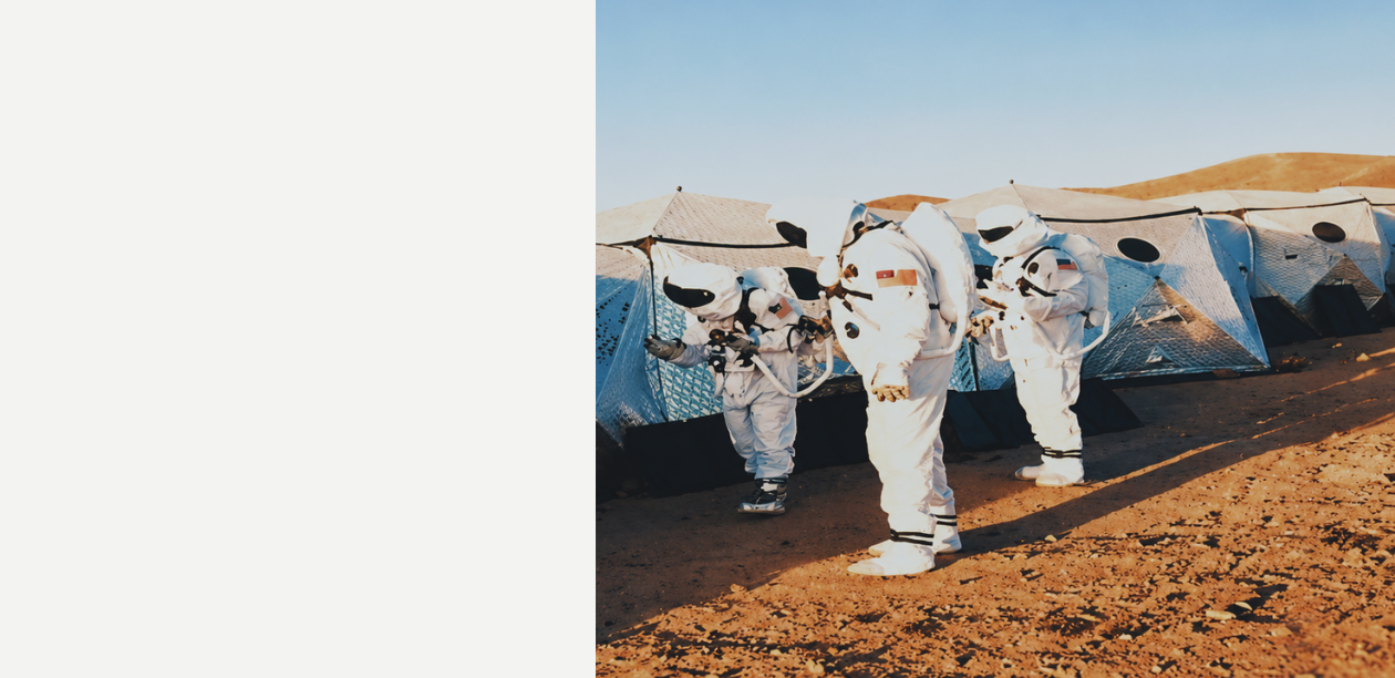 Analog space mission – pressurized glove adjusting scientific sensor in desert environment