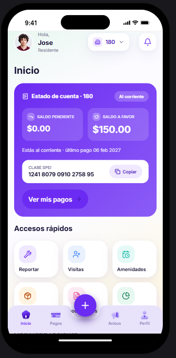 Inicio de la app móvil Komu