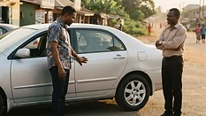 Used car buyer inspecting a vehicle before purchase in Asaba
