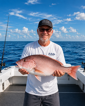 Captain Blake holding a red snapper