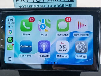 Apple CarPlay dashboard display in the golf cart