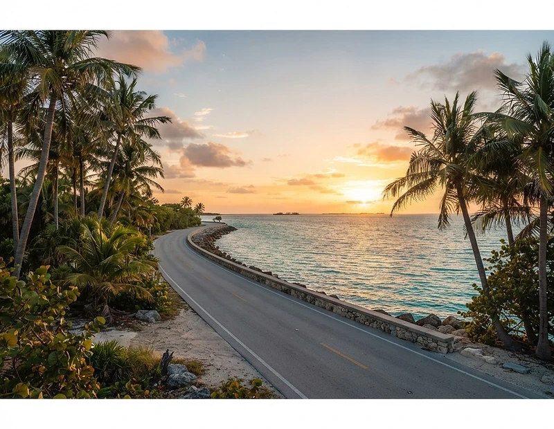 Tropical Key West coastline at sunset