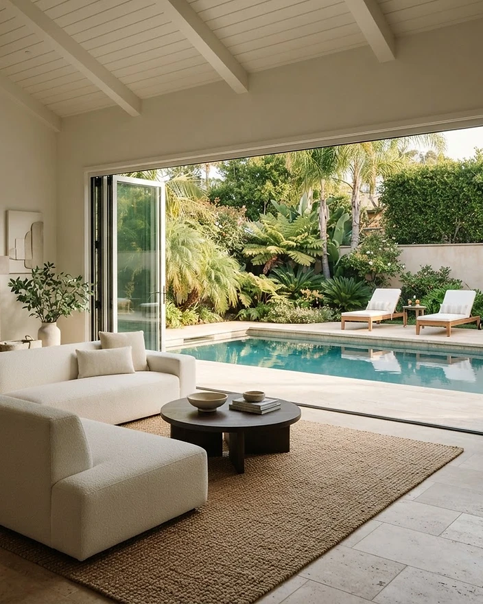 Coastal outdoor living terrace