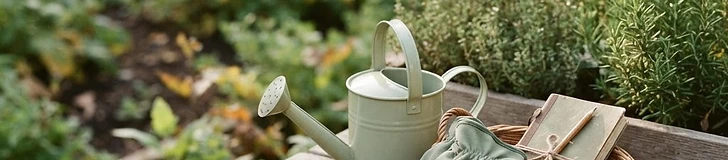 A young child wearing colorful gardening gloves reaches out to touch a vibrant green leaf while kneeling in a wooden raised garden bed.