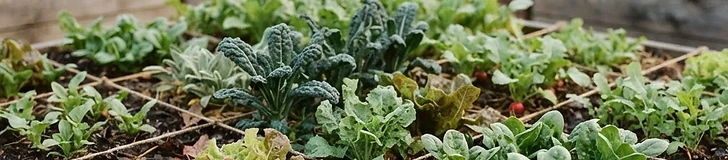 Close-up of a gardener's hands planting small vegetable seedlings into the dark, rich soil of a wooden square-foot garden box.