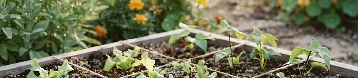 A gardener’s hands mixing dark, rich compost, light-colored vermiculite, and coconut coir in a large wooden raised garden bed.
