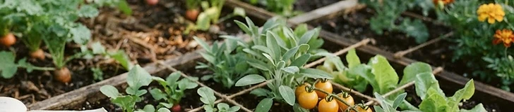 A close-up of a gardener holding a digital kitchen scale with a bowl of freshly harvested red tomatoes in a raised garden bed.