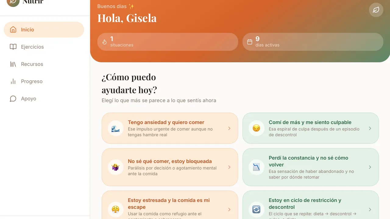 Aplicación de apoyo emocional-Nutrición template preview