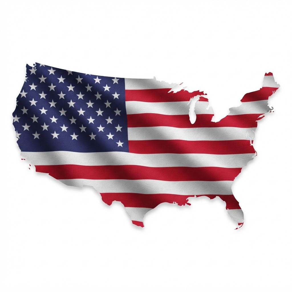American flag across the United States