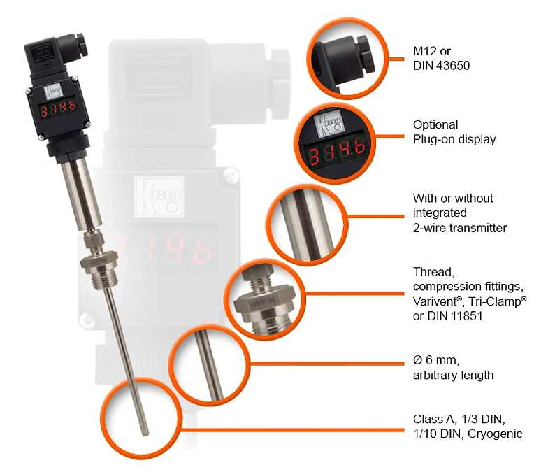 Screw-in temperature sensors