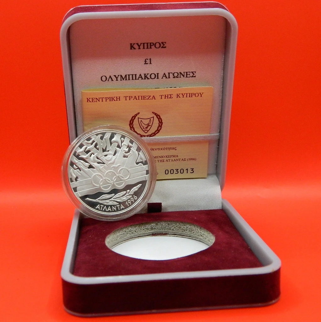 Cyprus 1996 £1 Cyprus, 1996, Atlanta Olympic Games, 1 pound, Proof, silver coin