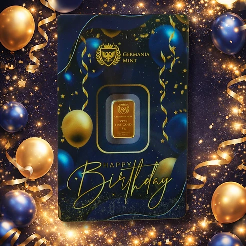 Germania Mint Germania Mint, Gold Bar, 1G, 999.9 Gold, Special Occasion: Happy Birthday