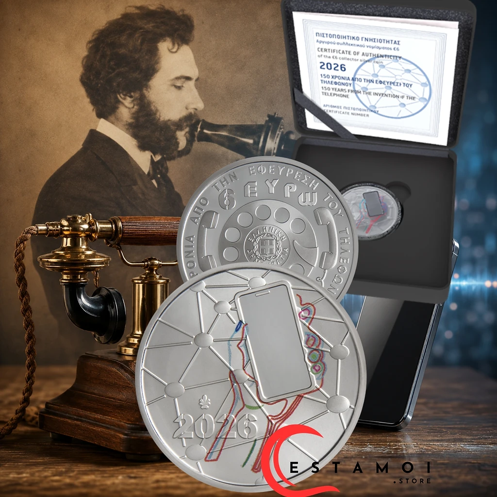 Greece 2026 €6 Greece, 2026, 6 euro, Silver Proof, 150 Years Telephone, , Presale! coin