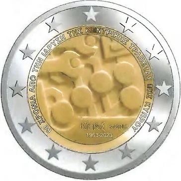 Cyprus 2023 €2 Cyprus, 2023, Central Bank Anniversary, 2 euro Roll bimetallic