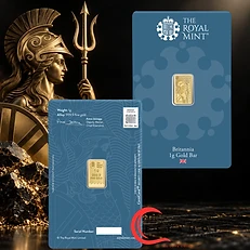 United Kingdim United Kingdom, The Royal Mint, Britannia, 1 g Gold Bar, Au999.9, Minted Bar