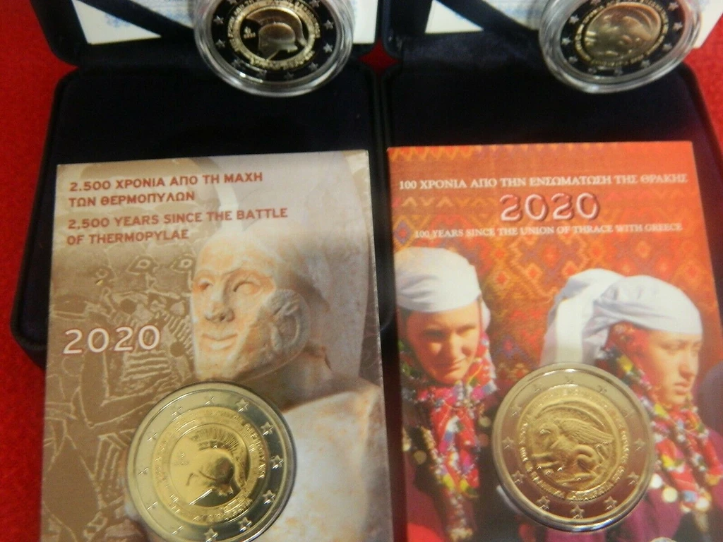 Greece 2020 €2 Greece, 2020, Thrace and Thermopiles proof+ Coin card lot, 2 Euro Coin bimetallic