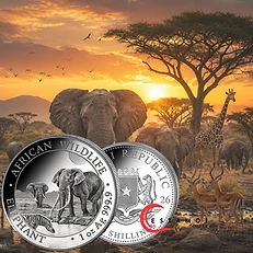 Somalia 2026 Somalia, 2026, African Wildlife Elephant, 1 Oz Silver Coin, Ag999.9, BU!