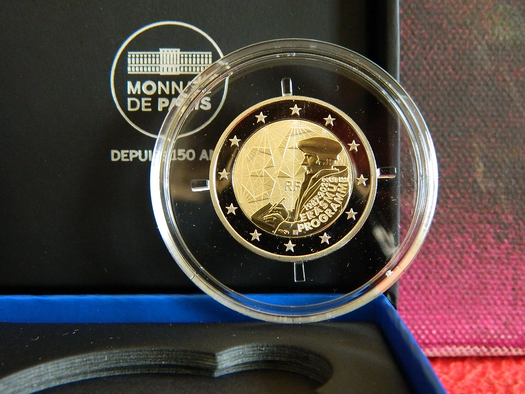 France 2022 €2 France, 2022, Erasmus, 2 euros coin Proof BE as issued bimetallic