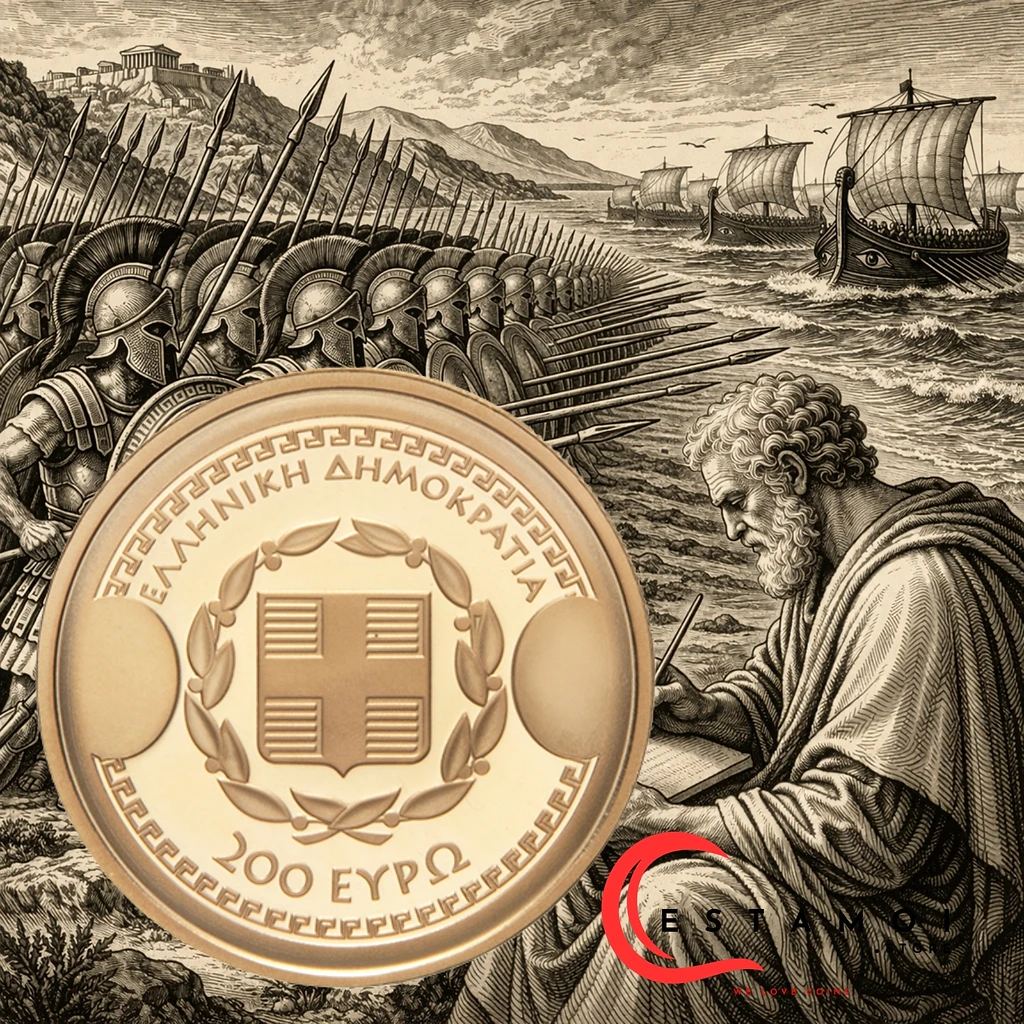 Greece 2019 €200 Greece, 2019, 200 euro, Gold Coin, Thucydides: Father of Scientific History